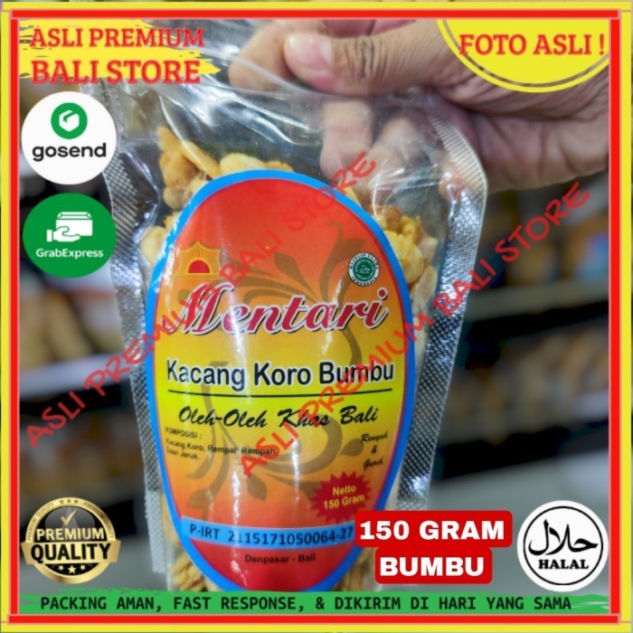 

OLEH OLEH MAKANAN CEMILAN CAMILAN SNACK KULINER KHAS ASLI ORI ORIGINAL BALI KACANG KORO BUMBU REMPAH JERUK 150 GRAM GR