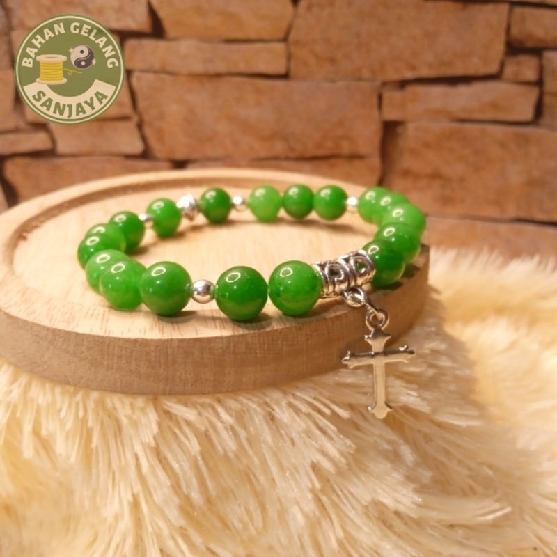 Ready Gelang Rosario Batu Giok Hijau