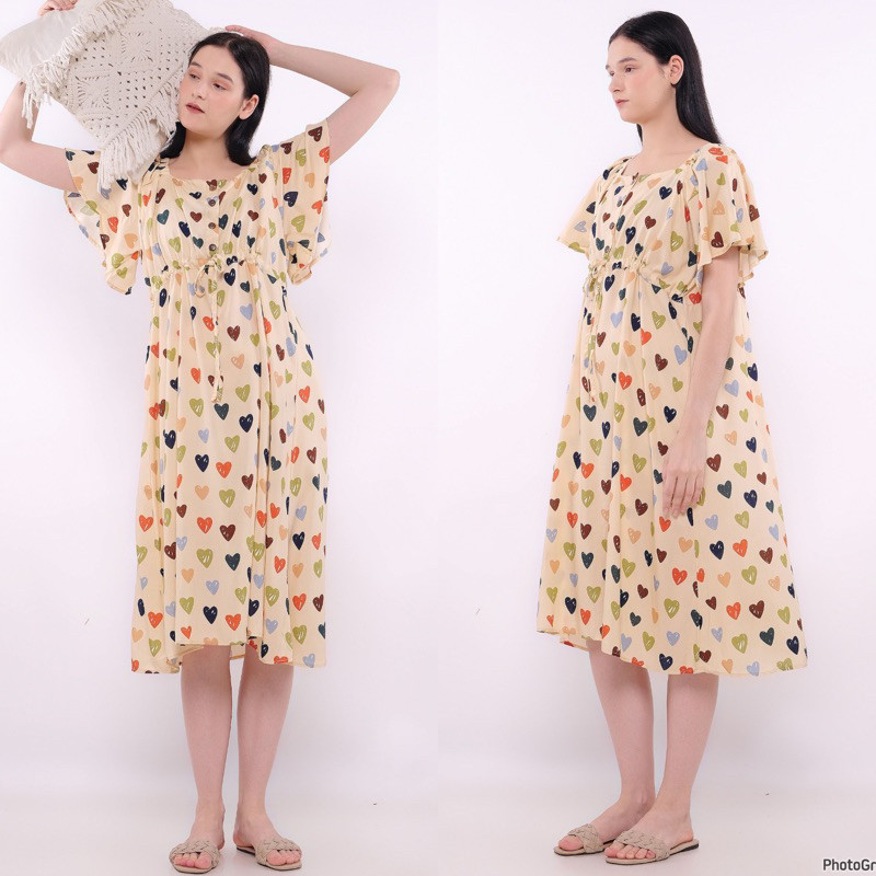 Home Dress Squere Neck With Draw Core Busui  By Ghania.id