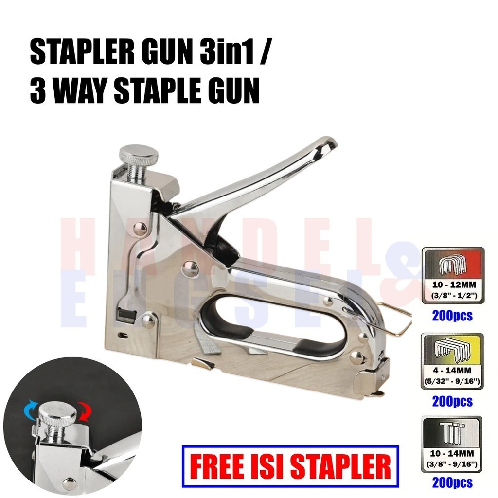 

Staple Gun Tembak Tacker 3 Way Staples Gun Staples Stepler Hekter 3in1