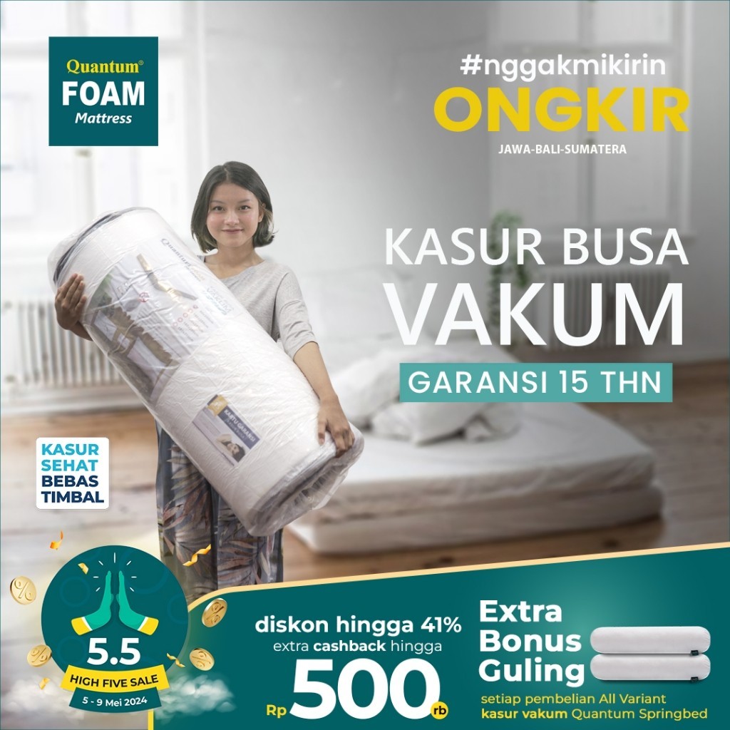 Quantum Kasur Busa Vakum Bonus Sprei & Bantal [FREE ONGKIR JAWA BALI]