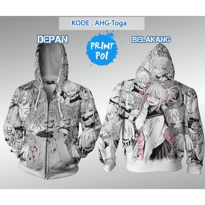 Terlaris ✨ -Jaket Himiko Toga Ahegao - Boku no Hero - Jaket Fullprint Anime - XS