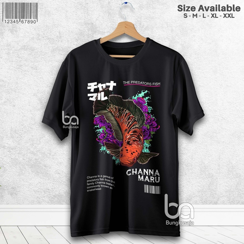 Kaos Channa Maru Red Barito Ikan Hias Tshirt Aquascape Distro Cotton Combed 30s Bungkusaja 1172
