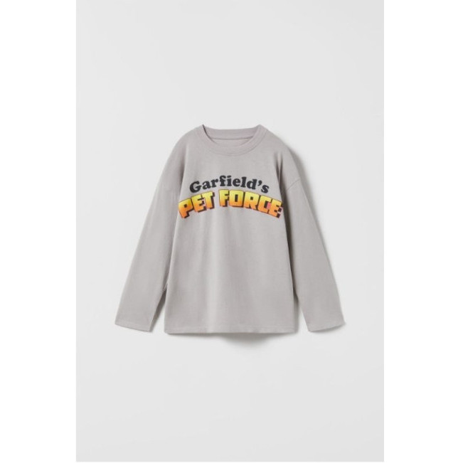 BAJU KAOS TSHIRT ZARA GREY GARFIELD PET FORCE LONGSLEEVE ANAK LAKI