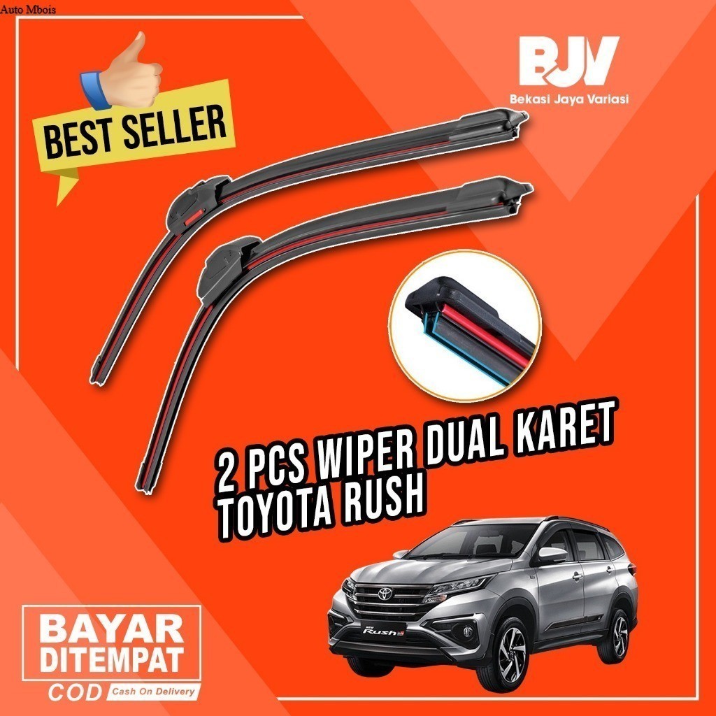 Wiper Mobil Dual Blade - Toyota All New Rush 2017 - 2022 - Wiper Frameless Dua Karet Universal AM