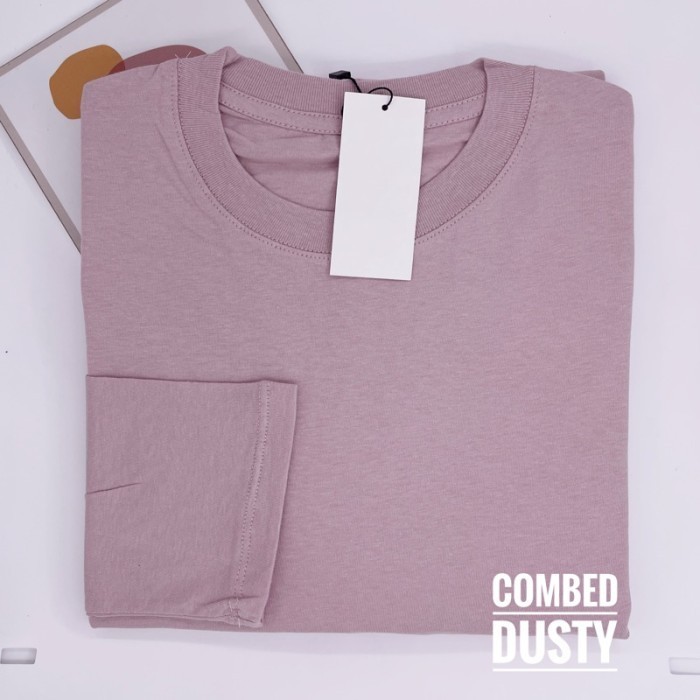 kaos polos katun Kombed lengan panjang - Hitam