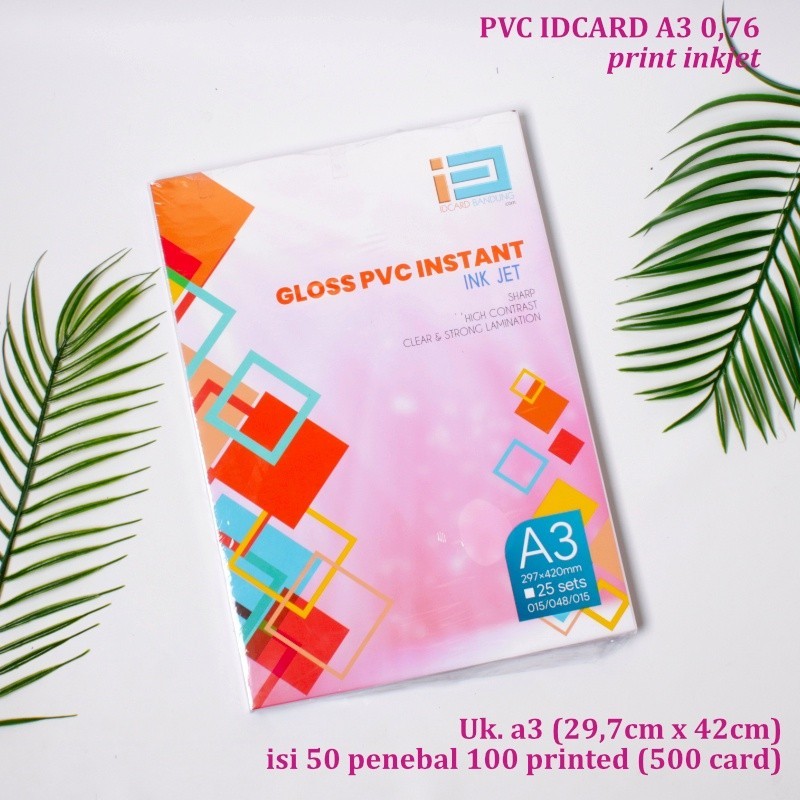 

bahan id card instan ukuran A3 print inkjet dan laser, idcard instan print dan laser a3