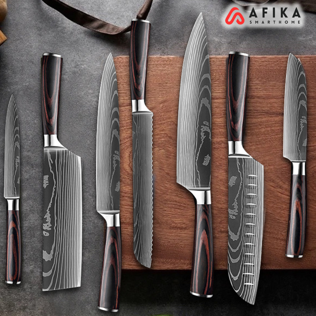 Pisau Dapur Stainless Steel Chef Damascus Pattern