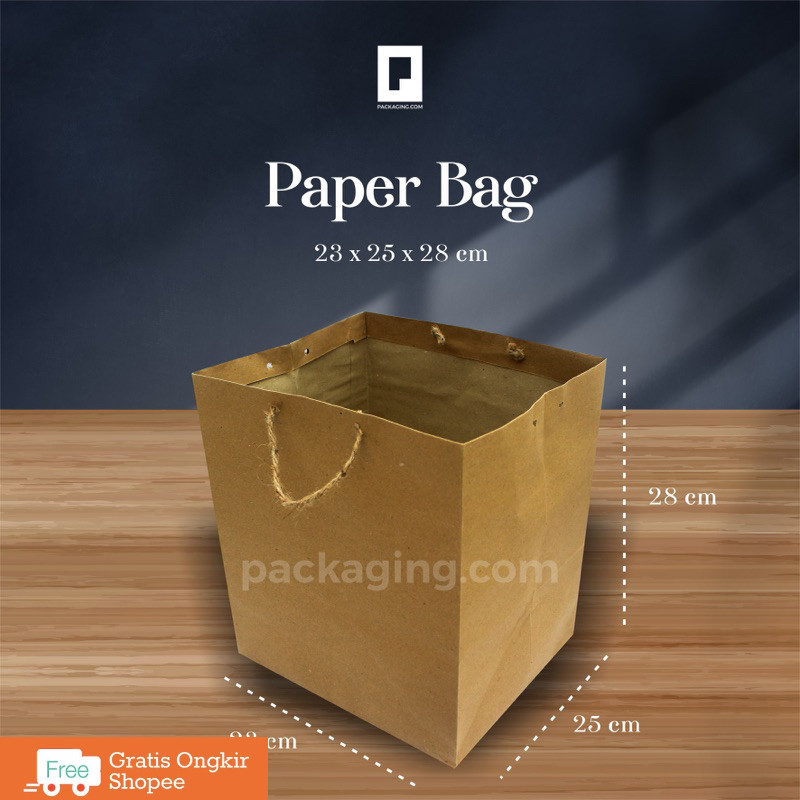 

Paper Bag Polos uk.23x25x28/Kantong Kertas /Tas Kertas untuk kotak uk.23x25x28