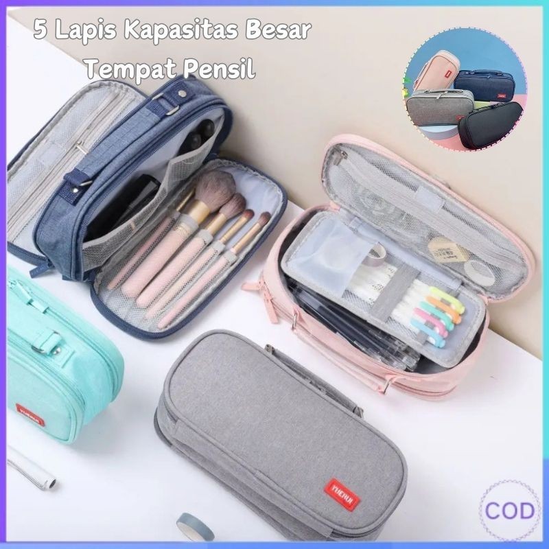 

【COD】Tas Pensil Kanvas Portabel 5 Lapis Besar Kapasitas Pensil Case Gaya Sederhana Perlengkapan Kantor Alat Tulis Multifunction