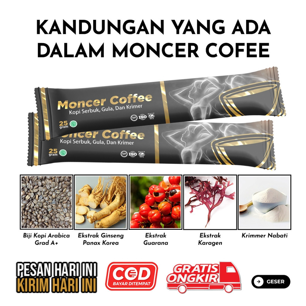 

8 SASET Monceer Coffee Original - Kopi Gingseng Gula Aren - Kopi Kuat Tahan Lama Penambah Stamina Durasi Pria Sudah BPOM