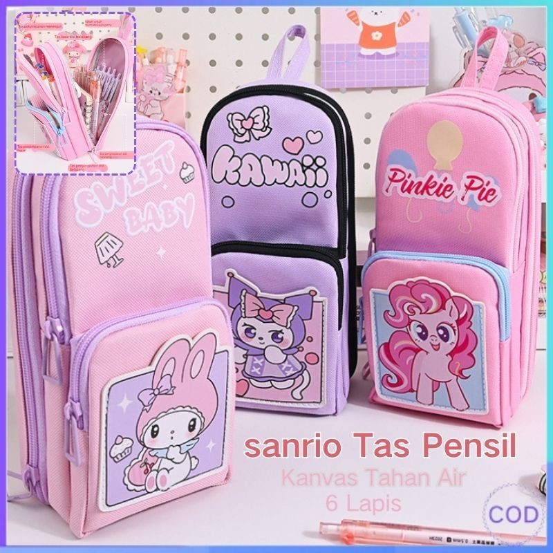 

【COD】sanrio 6 Lapis Tas Pensil Kanvas Kapasitas Besar Multifungsi Pensil Case Tempat Pensil Alat Tulis Lucu Tahan Air