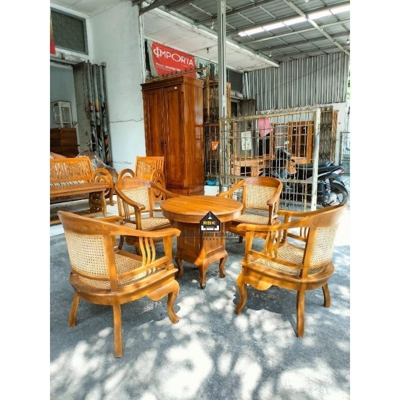 Kursi Teras Kayu Jati 4 Kursi Ropan Minimalis Kursi Tamu Kayu Jogja