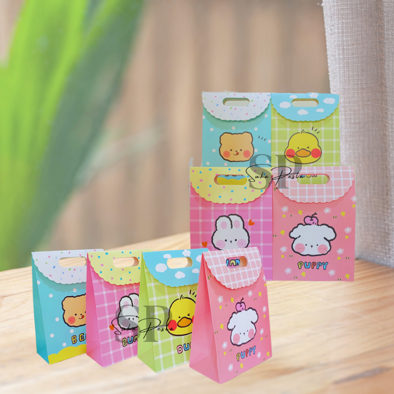 

Paper Bag Ultah Tutup Motif Karakter Lucu / Goodie Bag / Tas Kado Ulang Tahun