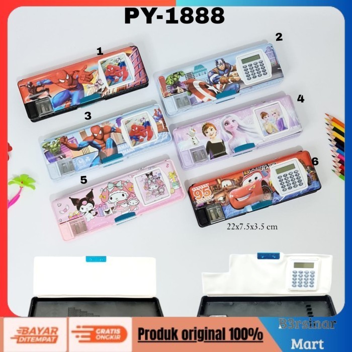

[[KUALITAS TERBAIK]] SOS Kotak Pensil Magnet Kalkulator / Tempat Pensil / Pencil Case PY 1888, Bebas COD