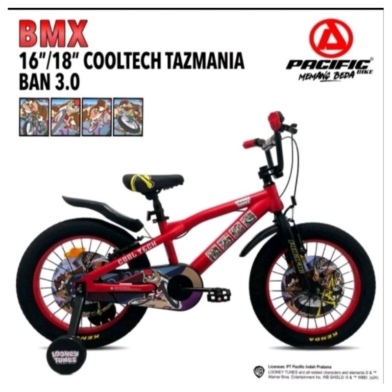 SEPEDA BMX ANAK 16 / 18 INCH COWO PACIFIC COOLTECH TAZMANIA BAN JUMBO 3.0 ASLI ORIGINAL GARANSI FRAM