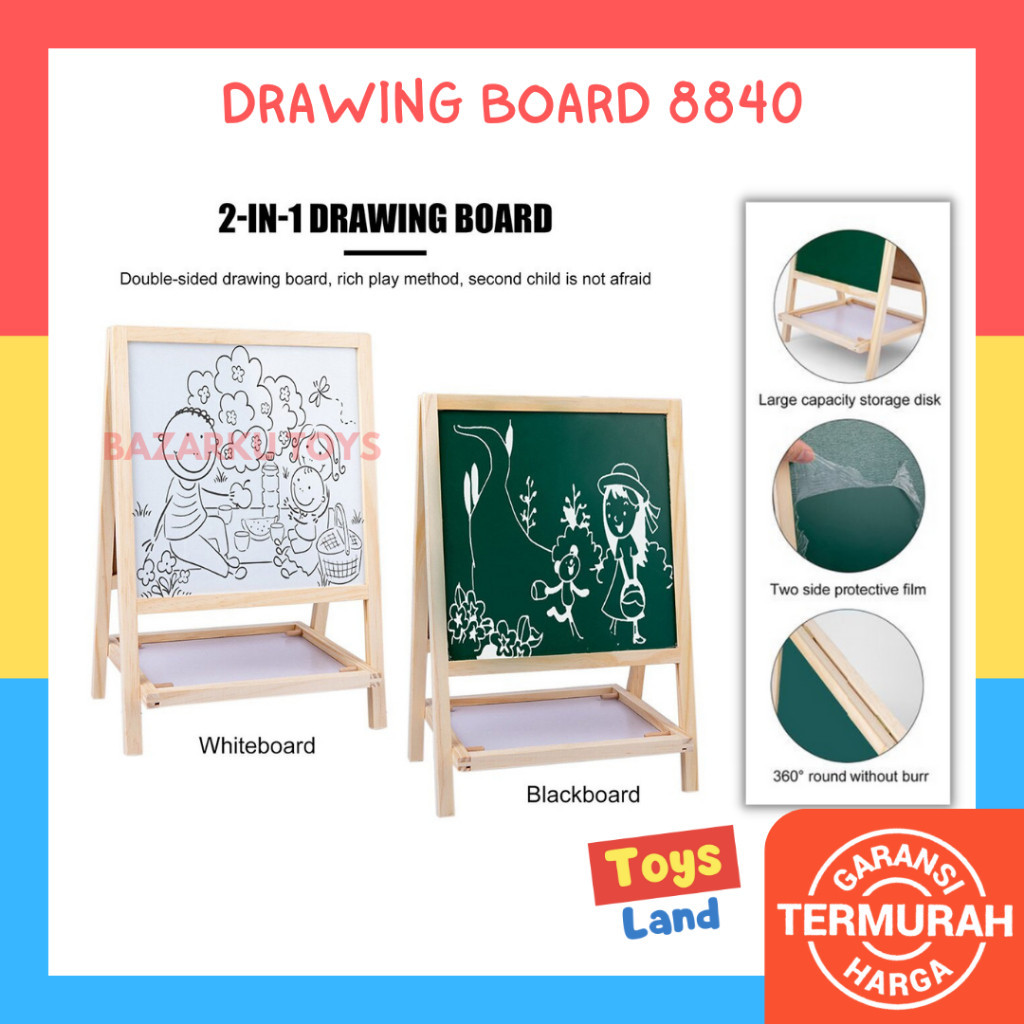 

[PROMO MURAH] Drawing Board 8840 Mainan Papan Tulis Anak Papan Tulis Mainan Anak White Board Black Board Papan Tulis Lipat