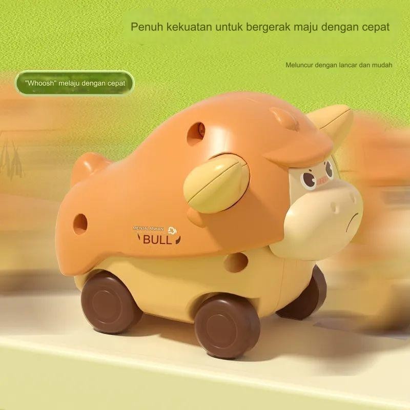 Tipe Dorong Anak/Mobil Inersia Sapi Lucu/Bayi Hewan/Dapat Digenggam dan Tahan Jatuh/Mobil Mainan Edu