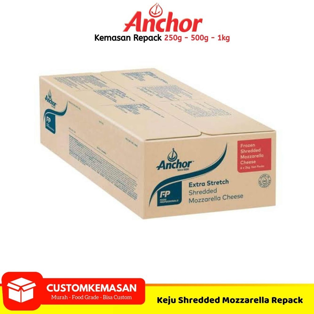 

Keju Mozarella Anchor Sheredded / Mozzarella Anchor Parut Repack 250g - 500g - 1kg / Keju Mozzarella Parut