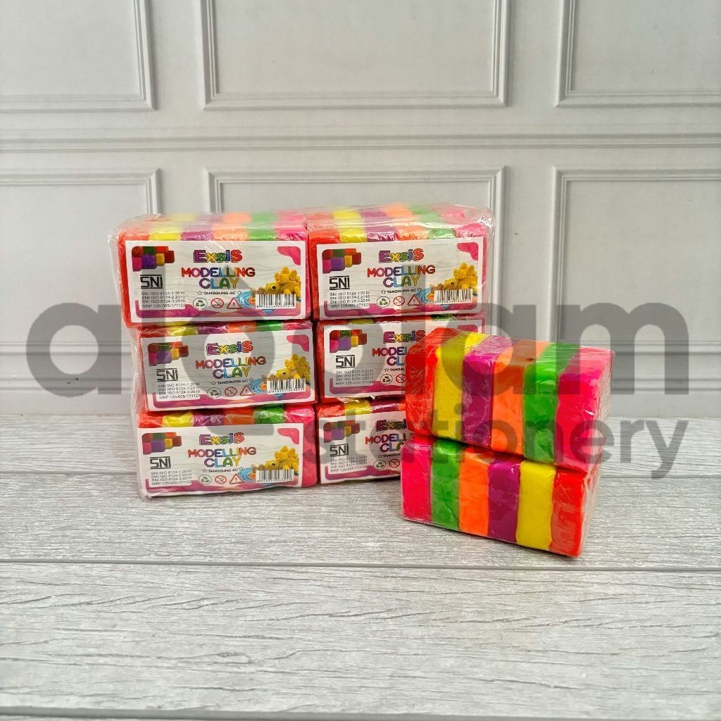 ECER ( 3 BUNGKUS KECIL x 6 WARNA )  Malam Mainan / Plastisin Sedang