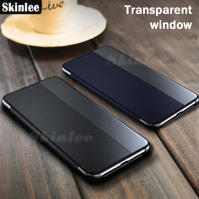 Skinlee for OPPO Reno6 Flip Case Smart Transparent View Cover for OPPO Reno 6 Casing Window Flip Lea