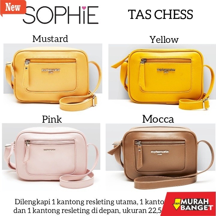 Selempang Wanita Kekinian TAS CHESS PINK MUSTARD YELLOW MOCCA SOPHIE MARTIN PARIS PROMO TAS SELEMPAN