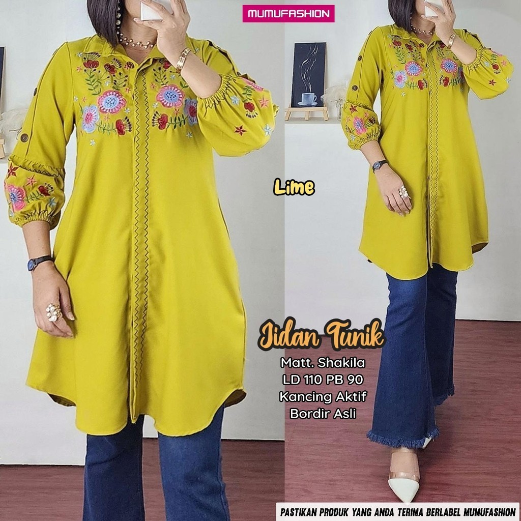RATI - JIDAN TUNIK BY MUMUFASHION SOLO Atasan Tunik Shakila Wanita Terbaru Motif Bordir Asli Cantik 