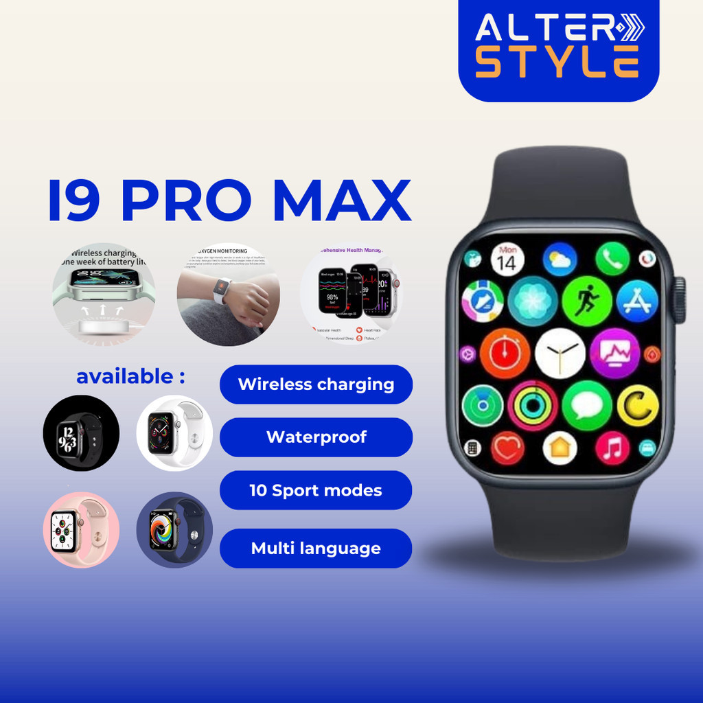 Alterstyle Smartwatch Series 9 Original I9 PRO MAX 1.99 Inci Layar HD Full Touch Screen Wireless Cha
