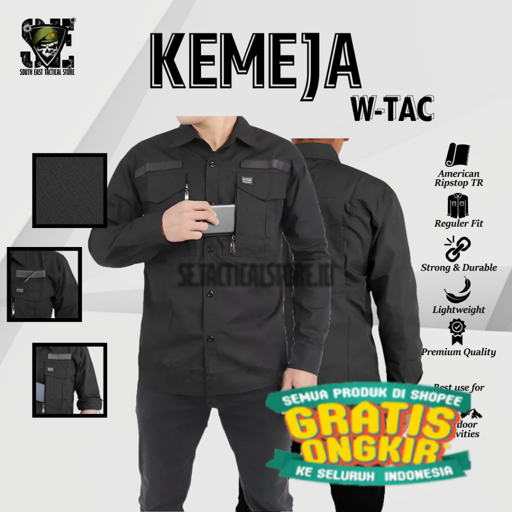Kemeja Outdoor Tactical Lengan Panjang Unisex Model WTAC Seragam Casual Kantor Premium Atasan Pdh Pa
