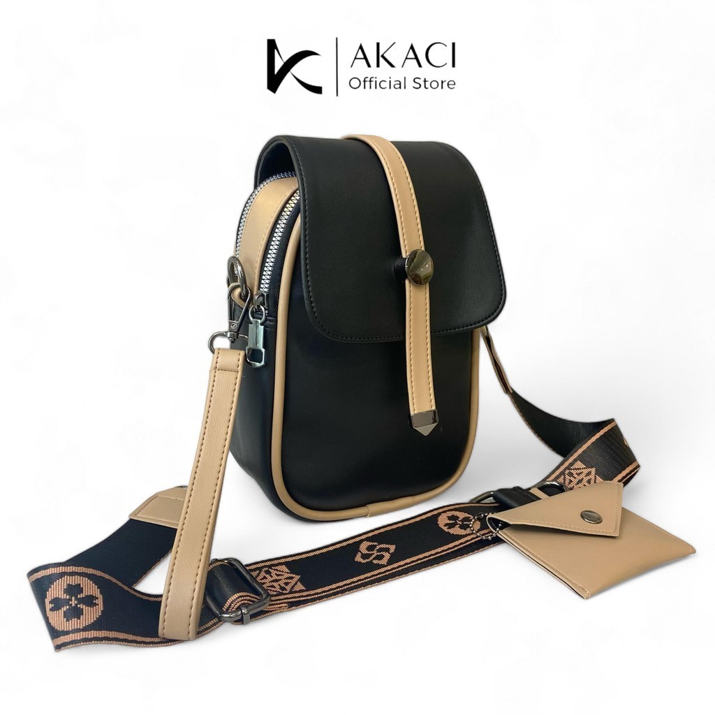 [Beli Lokal] Akaci store | MERLIN Tas wanita Terbaru 09-8267 Bahan Ms Halus 2 ruang Sling bag hp sel