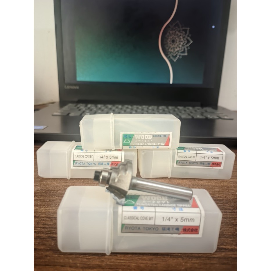 Mata Profil Classical Cove Bit 1/4 x 5mm Mata Mesin Trimmer Router Propil Lis Kayu