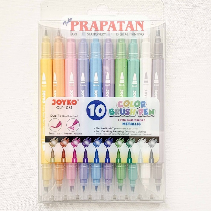 

DS99 Joyko CLP-061 Metallic Color Brush Pen 10C | Pena Kuas