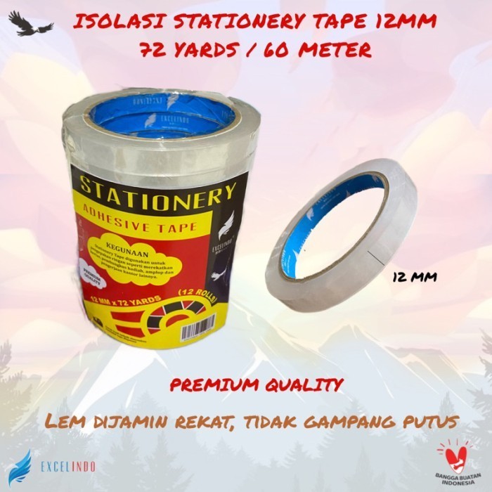 

Isolasi Selotip Bening Excelindo 12 mm / 1/2 Inch x 72 Yard Stationery Tape