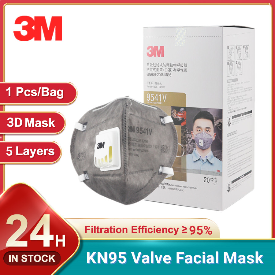 3M Mask 9541V/9542V Reusable Approved Mascarilla Valve Organic KN95 Gas Safety Individual Package Fa