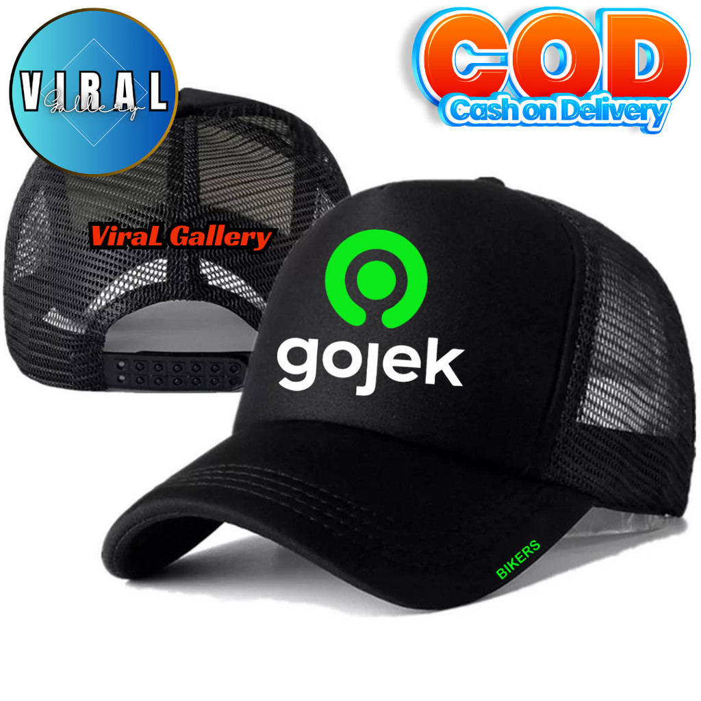 ViraL Gallery Topi Trucker GOJEK - Topi Distro GOJEK Logo - Topi OJOL GOJEK Premium - Topi Pria Dewa