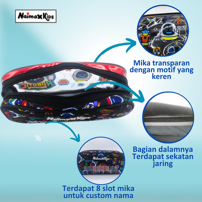 

✨NEW✨ -Pencil Case Custom Nama | Naimax kids Pencil Case Anak Laki-Laki - Robotic