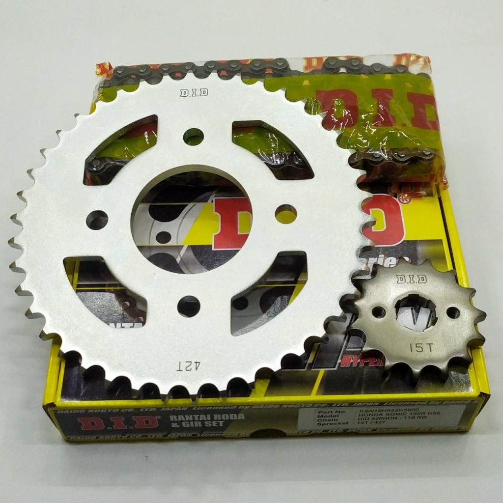 DID ORI Gear Paket K56 Sonic 150 Supra GTR 150 428HDN 15T 42T  Depan Belakang Rantai GEARSET CHAIN