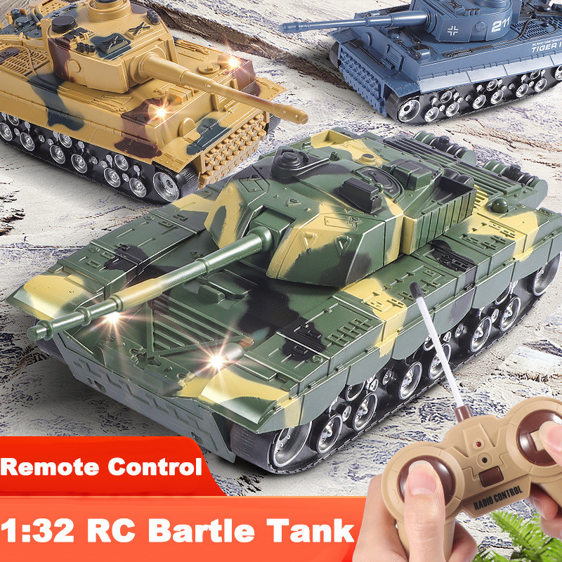 Mainan Mobil Tangki Remote Control Tangki Bartle RC 1:32 Mainan Model Tangki Militer Permainan Perte