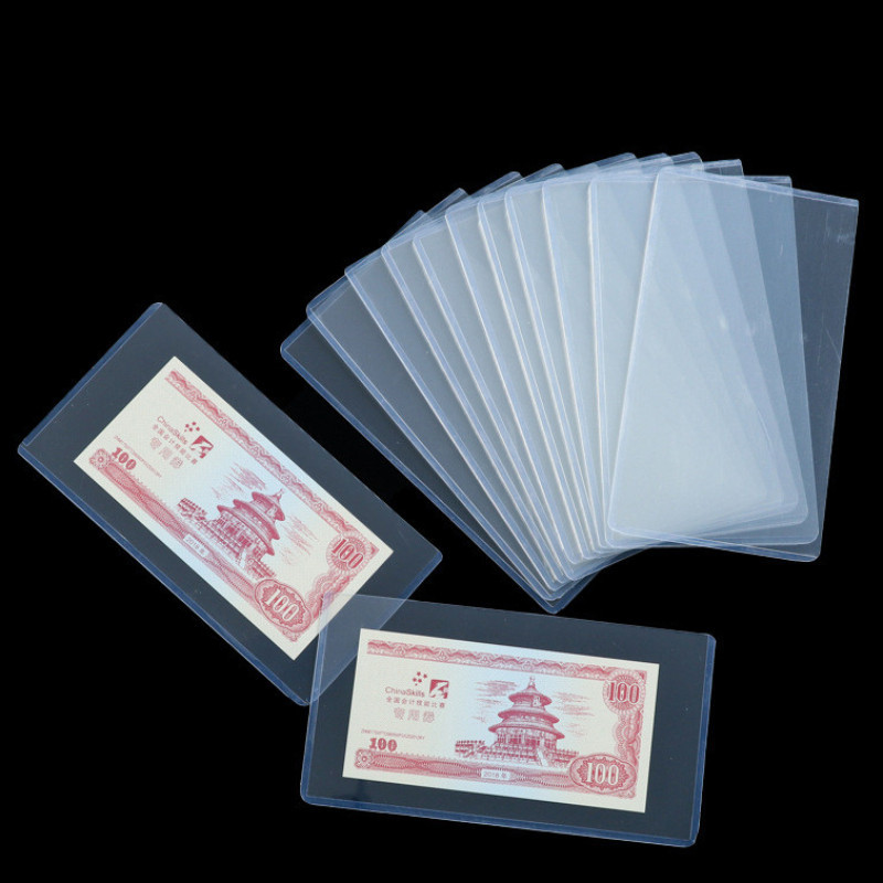 

5Pcs Clear Hard Plastic Sleeve Clip Paper Money Notes Bills Holder 110*205MM