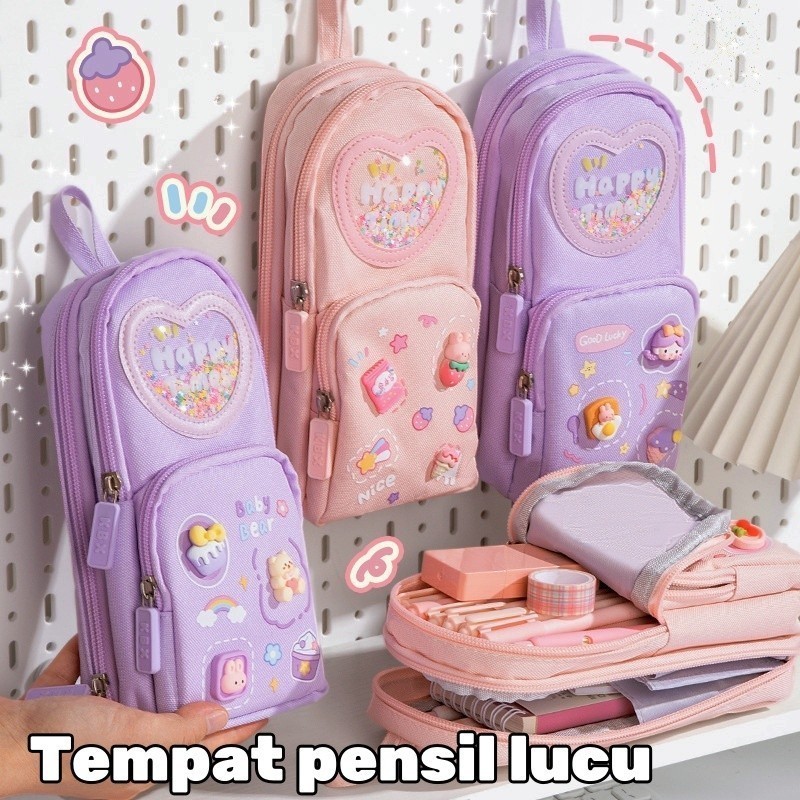 

[Dengan stiker gratis]Pencil Case Hiasan Glitter Karakter 3d Model Tas Lucu Korea Kapasitas Besar Pensil Perempuan Kantor Siswa Alat Tulis Organizer Perlengkapan Sekolah