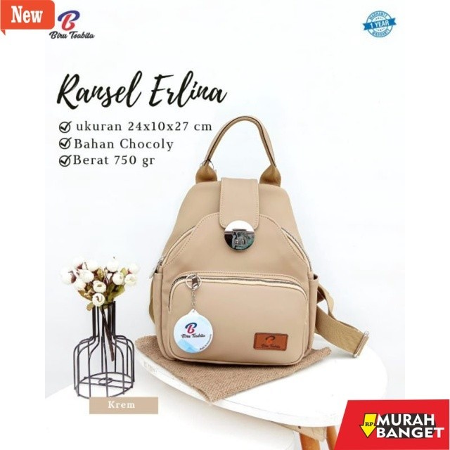 tas ransel wanita shopee RANSEL ERLINA CHOCOLY BY BIRU TSABITA