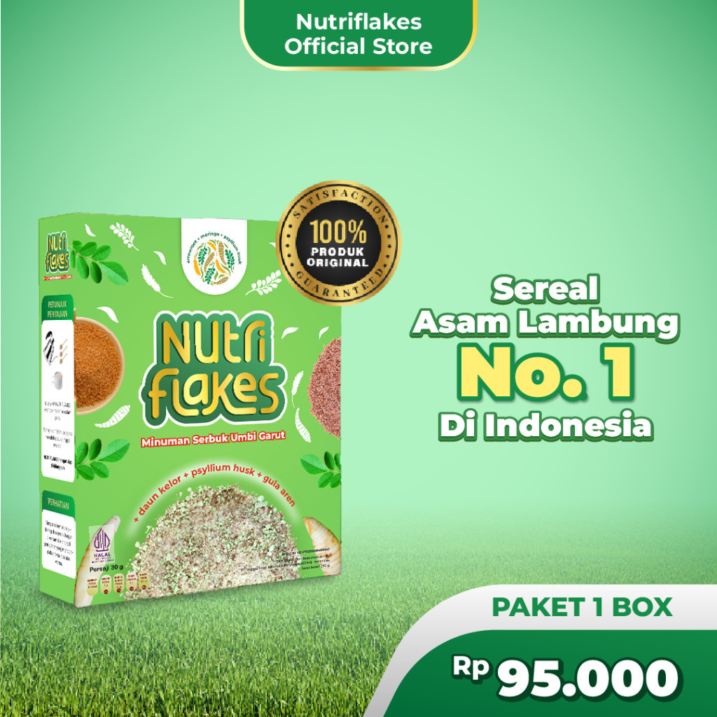 

Nutriflakes Sereal Umbi Garut Solusi Asam lambung Original 1 Box