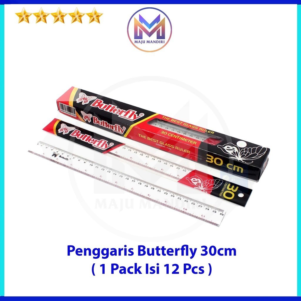 

Penggaris Plastik Butterfly 30 cm / Ruller Per Pack Isi 12 Pcs