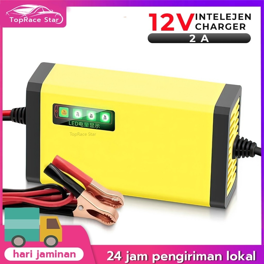 Alat Pengisian Daya Aki Motor Intelegent Charger 12V 2Ampere 12V 2A Adaptor Pengisi Daya Baterai Sep
