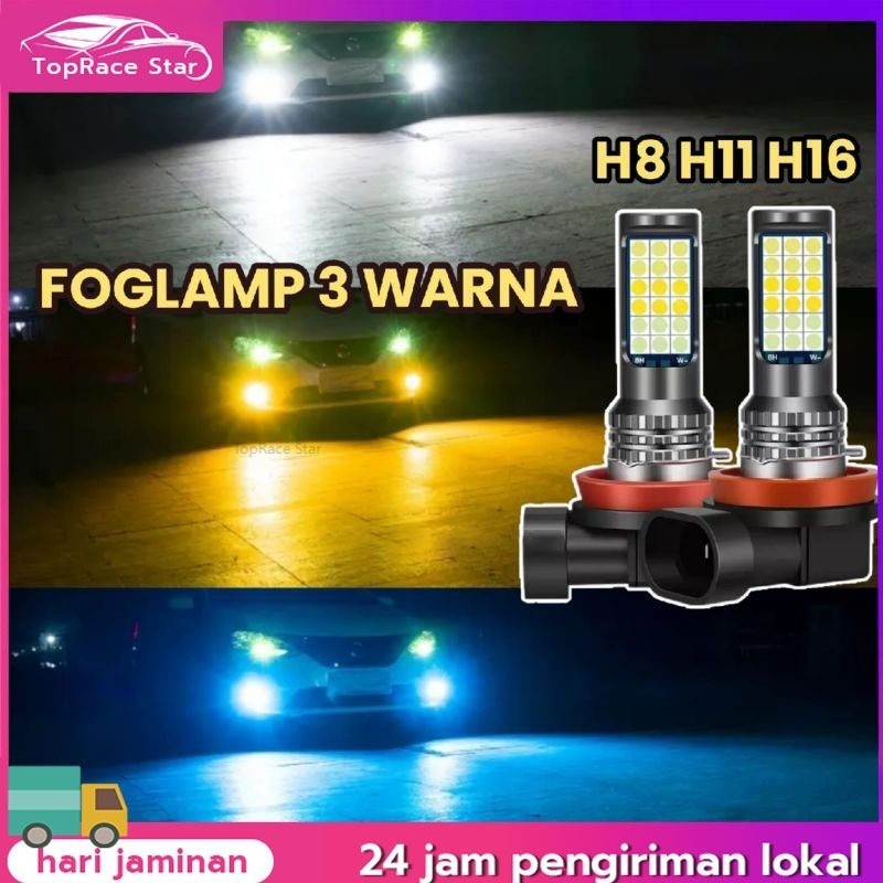 LED FOGLAMP 3 WARNA H8 H11 H16 AVANZA XENIA CALYA SIGRA AGYA AYLA ERTIGA JAZZ BRIO ROCKY RAIZE YARIS