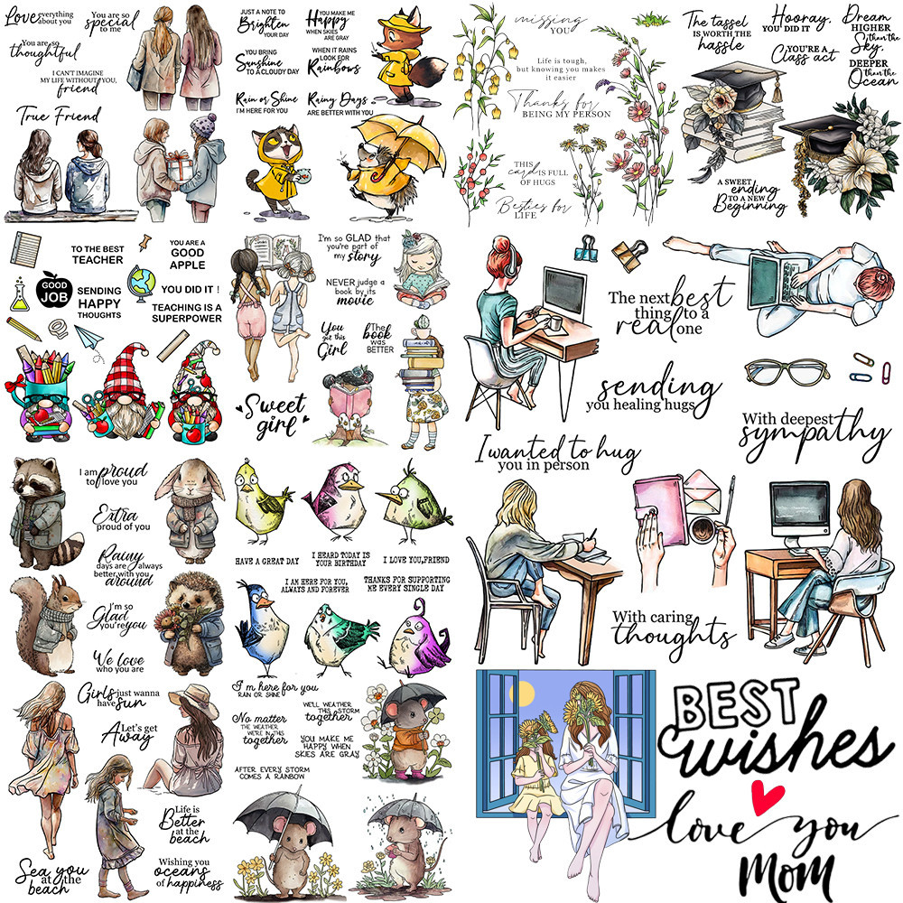 

Cute Studying Gnome Animals In Coats Funny Birds Mouse Girls Best Friendship Cutting Dies/Clear Stamp DIY Card Making Craft 2024