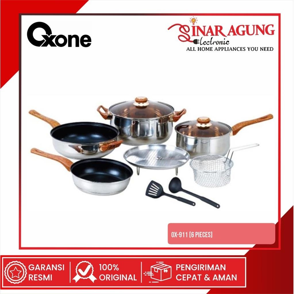 OXONE OX911 / OX-911 PANCI SET OXONE STAINLESS 6 PCS-GARANSI RESMI