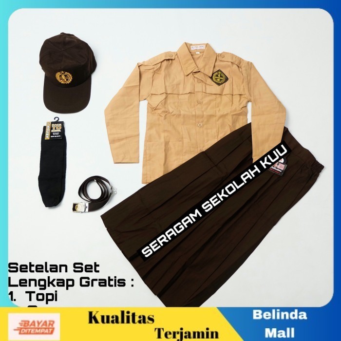 

⭐COD⭐ Setelan Lengkap Pramuka Cewek Seragam Sekolah Baju Rok Panjang KELAS 1 TERLARIS