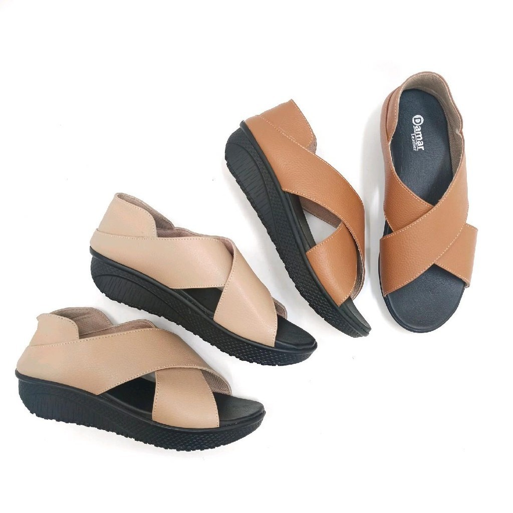 Wedges Wanita Sandal Wedges Wanita Sandal Tali Silang 3CM