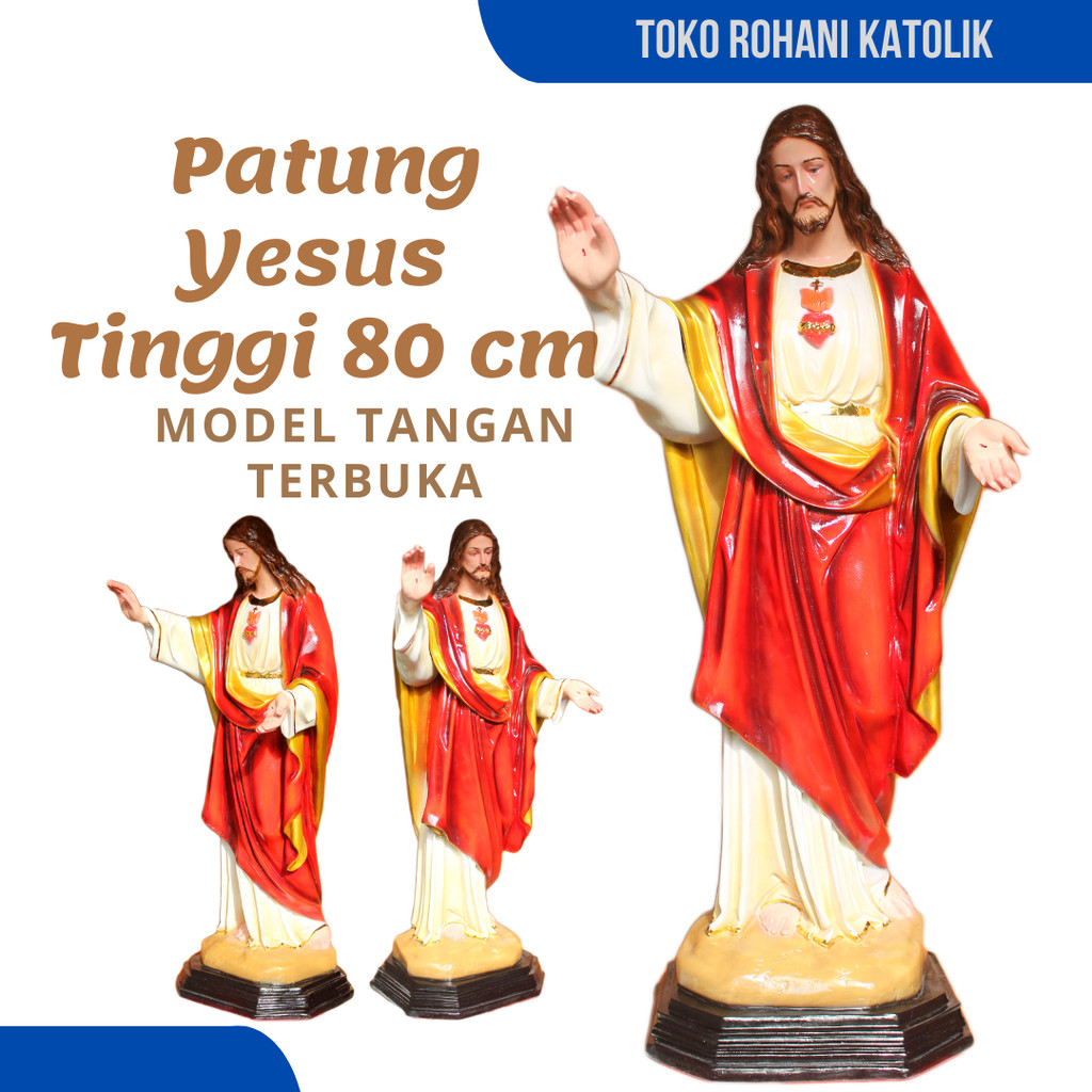 PATUNG YESUS 80 CM / PATUNG YESUS TANGAN TERBUKA UKURAN BESAR JUMBO